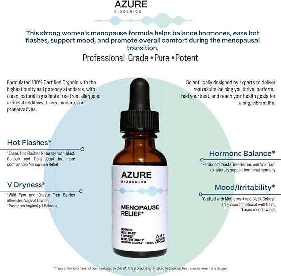 Menopause Relief Liquid Herbal Supplement – Natural Hot Flash and Hormone Balance* with Wild Yam, Black Cohosh, Dong Quai, Milk Thistle – Pure Clean Ingredients - Estrogen Free - Non-GMO