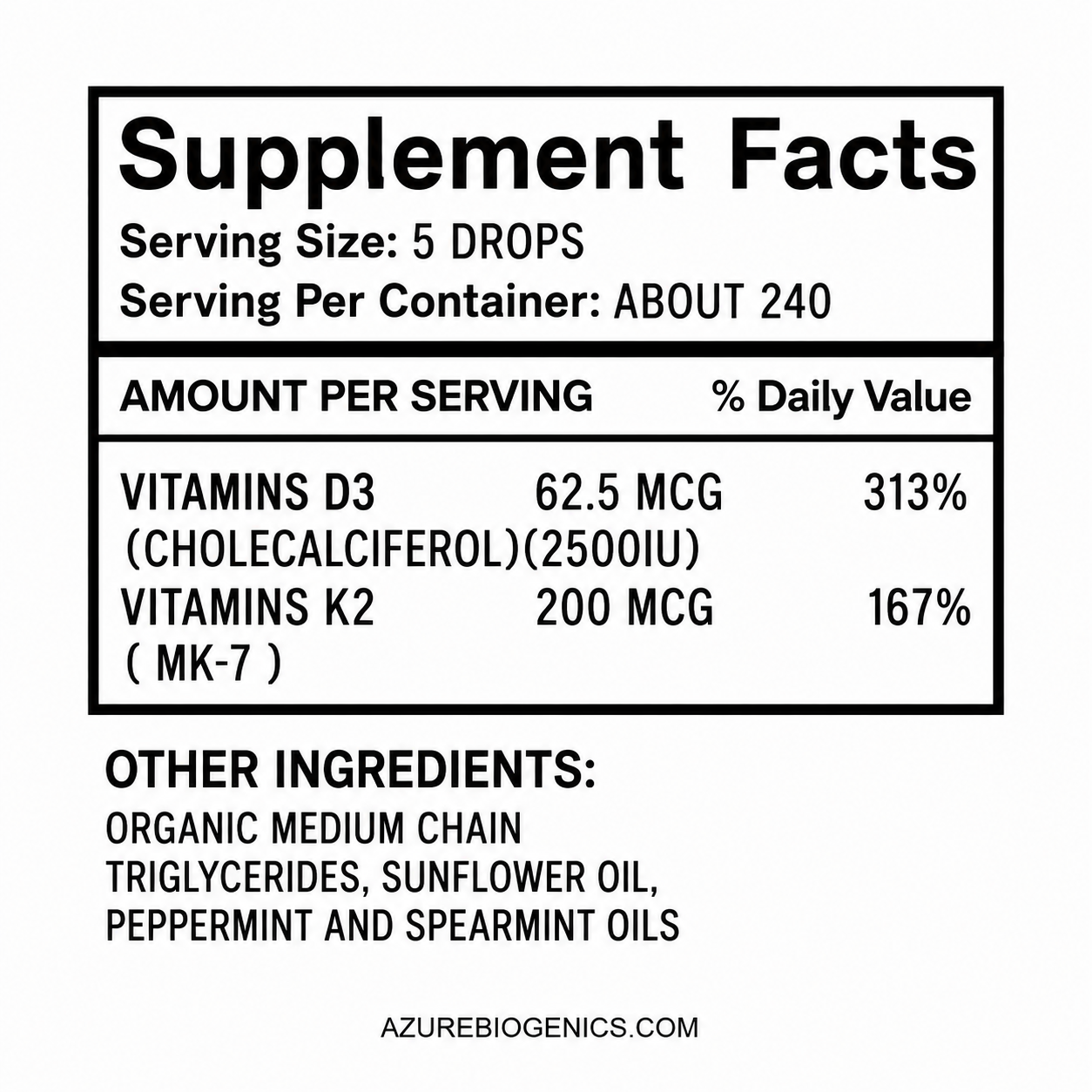 Vitamin D3 + K2 Liquid Drops – Mint
